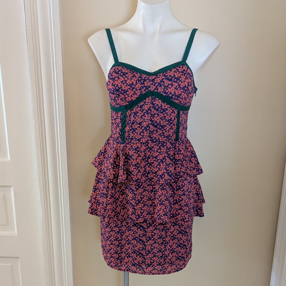 Pure Sugar NWT pink and blue floral print ruffle dress size S